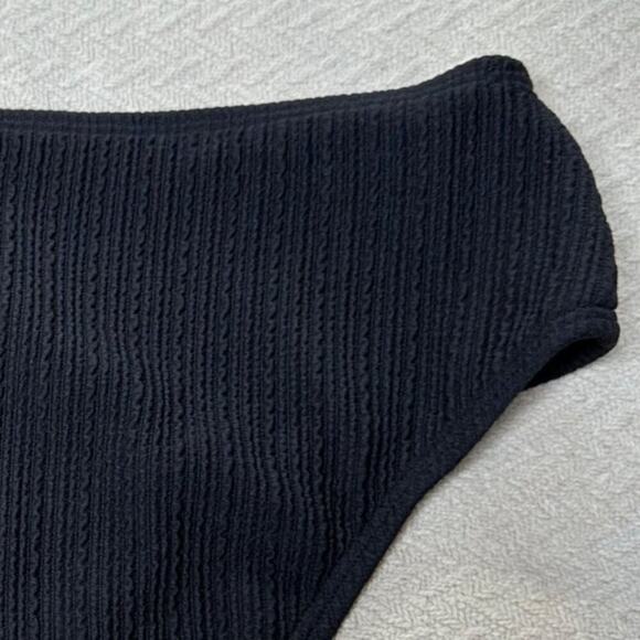 Cupshe Floral Smocked Bikini Set w/ Black Ribbed High Waist Cheeky Womens Small - Picture 7 of 11